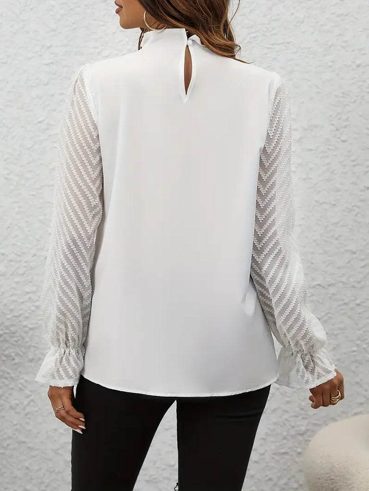 Lune London | Blouse Stylish Pleated Top with Mesh Sleeves for Women