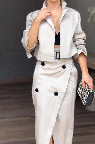 Lune London | Revers jacket & slit skirt two-piece set