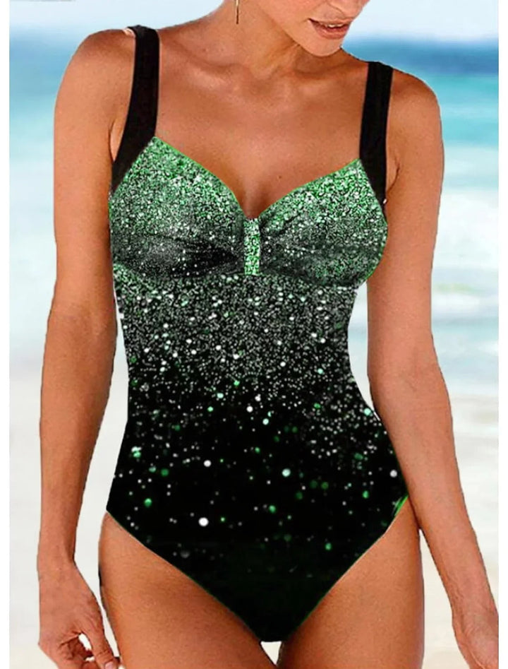 Lune London | Swimsuit with shoulder strap and sequin print with gradient color
