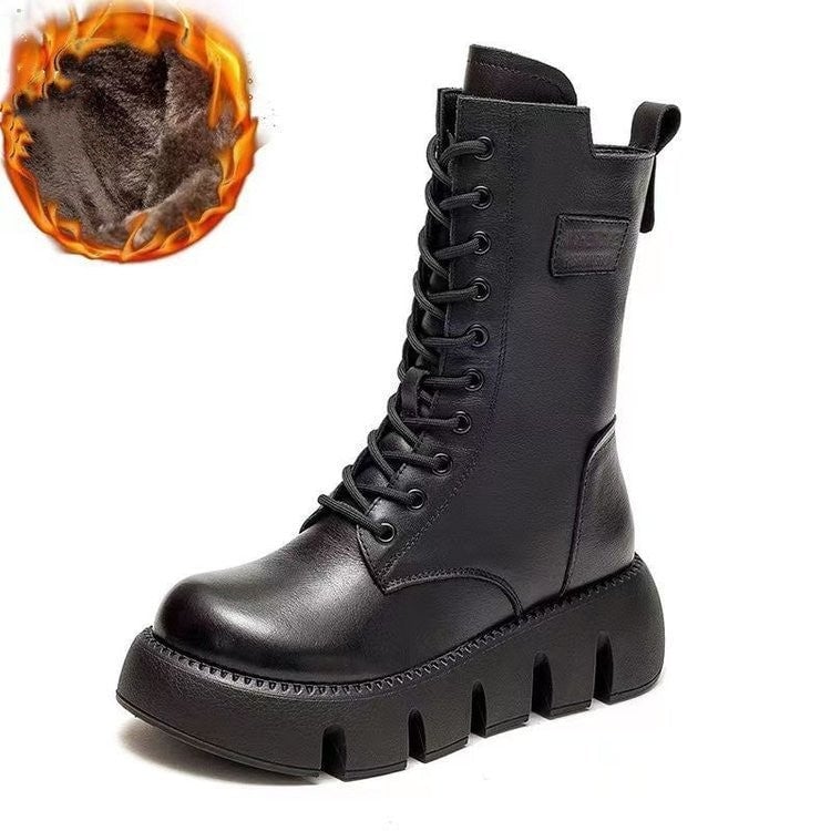 Lune London | Bottes d'hiver avec fermeture éclair - Semelle antidérapante - Doublées chaudes - Aspect cuir véritable