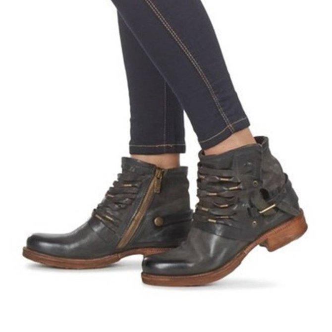 Lune London | Retro Ankle Boots with Block Heel and Zipper