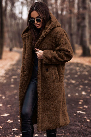 Lune London | Trendy long teddy coat with hood