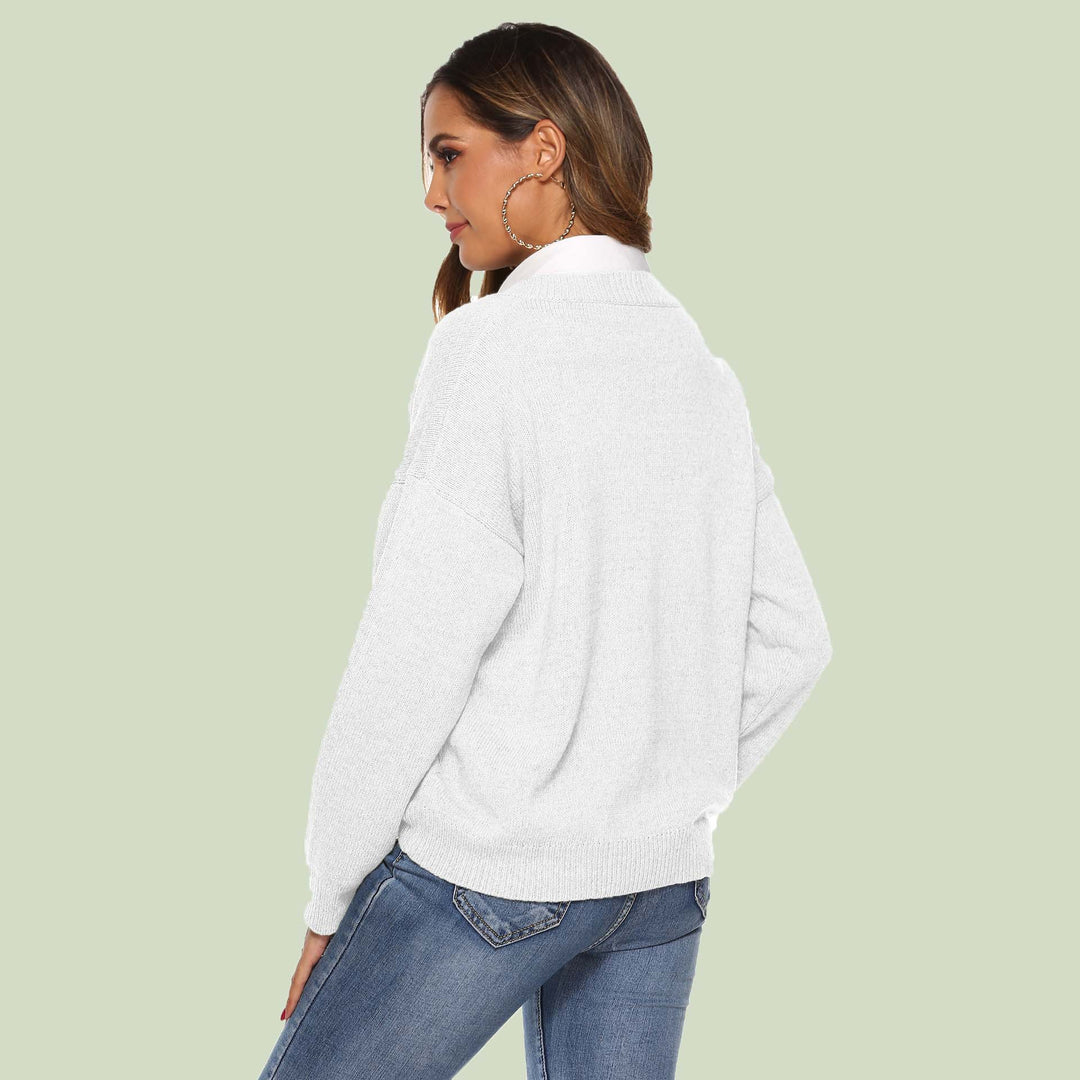 Lune London | Knit Sweater - V-Neck - Loose Fit - Long Sleeves - Soft and Comfortable