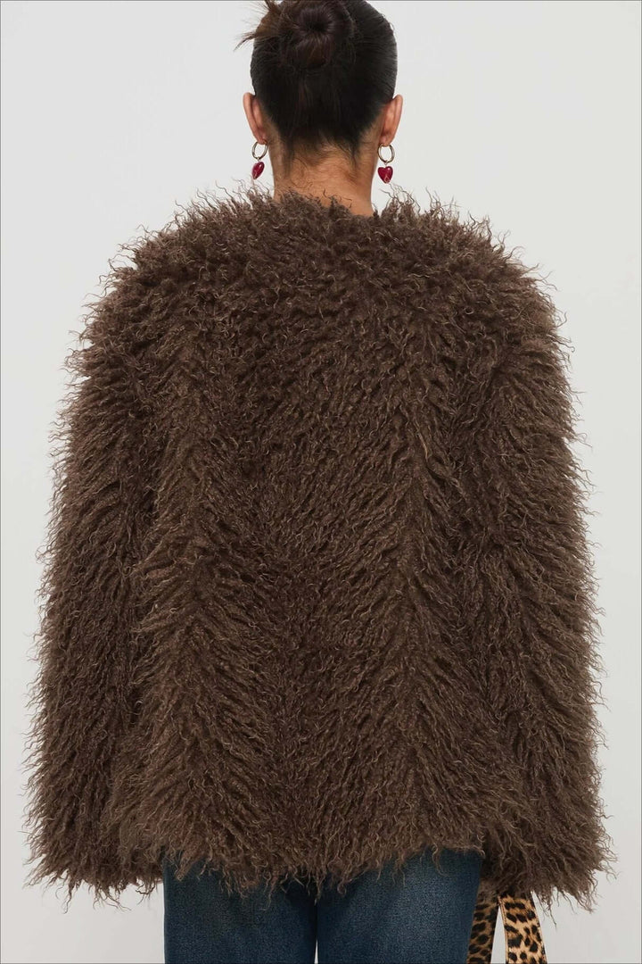 Lune London | Fluffy Brown Faux Fur Oversized Jacket