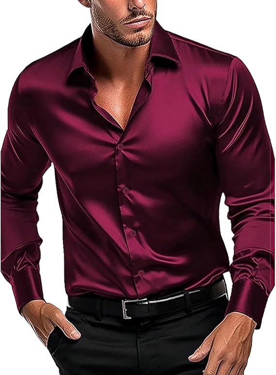 Men's High Gloss Satin Shirt with Modern Cut and Elegant Details Lune London