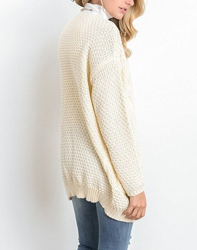 Chunky knit cardigan for women with asymmetrical design and relaxed sleeves Chic and Still