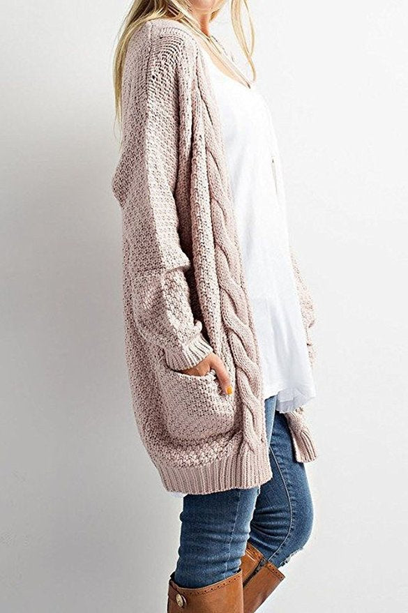 Chunky knit cardigan for women with asymmetrical design and relaxed sleeves Chic and Still