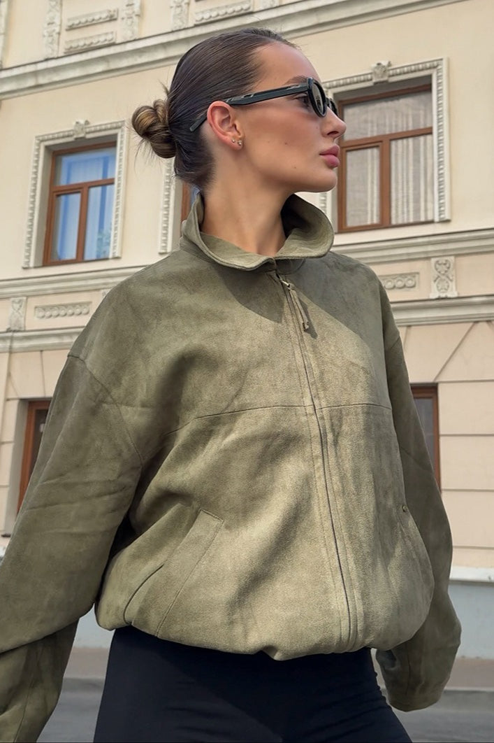 Lune London | Green Suede Collar Jacket