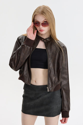 Lune London | Leather Zip-Up Bomber Jacket