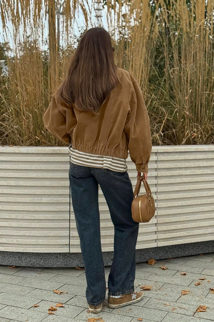 Lune London | Suede Zipper Front Relaxed Jacket