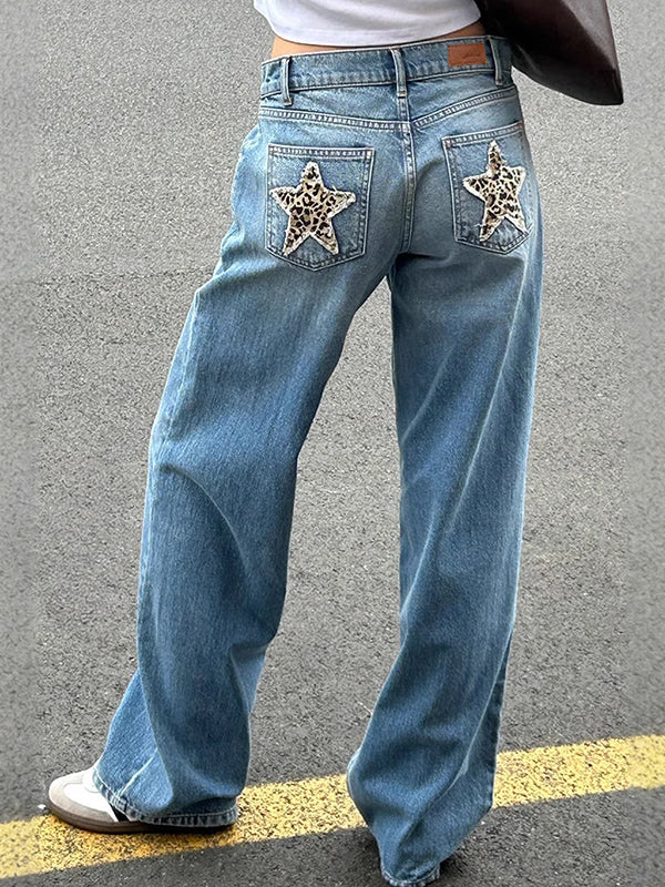 Lune London | Retro Leopard Print Star Boyfriend Jeans