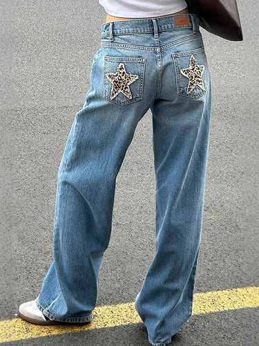 Lune London | Retro Leopard Print Star Boyfriend Jeans