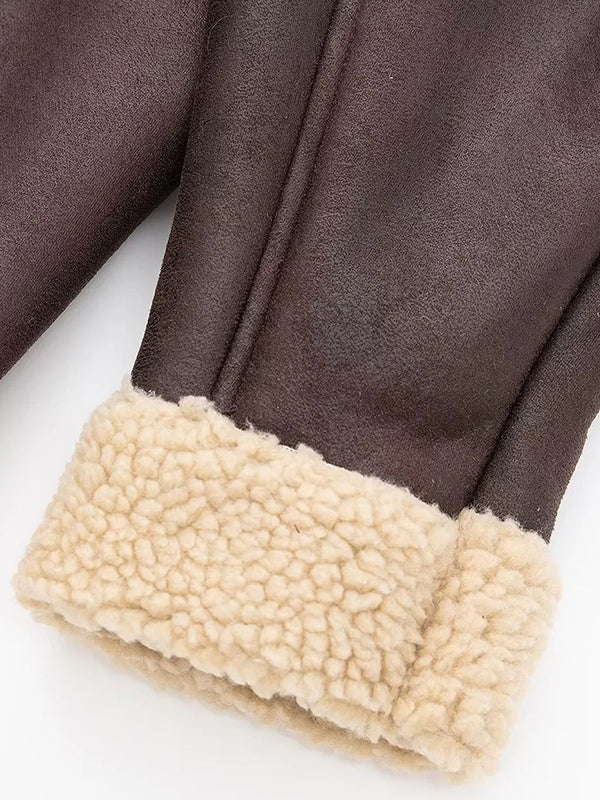 Lune London | Brown lambswool lined leather splice short jacket