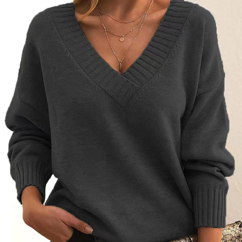 Chic und Stil | Casual V neck sweater for women