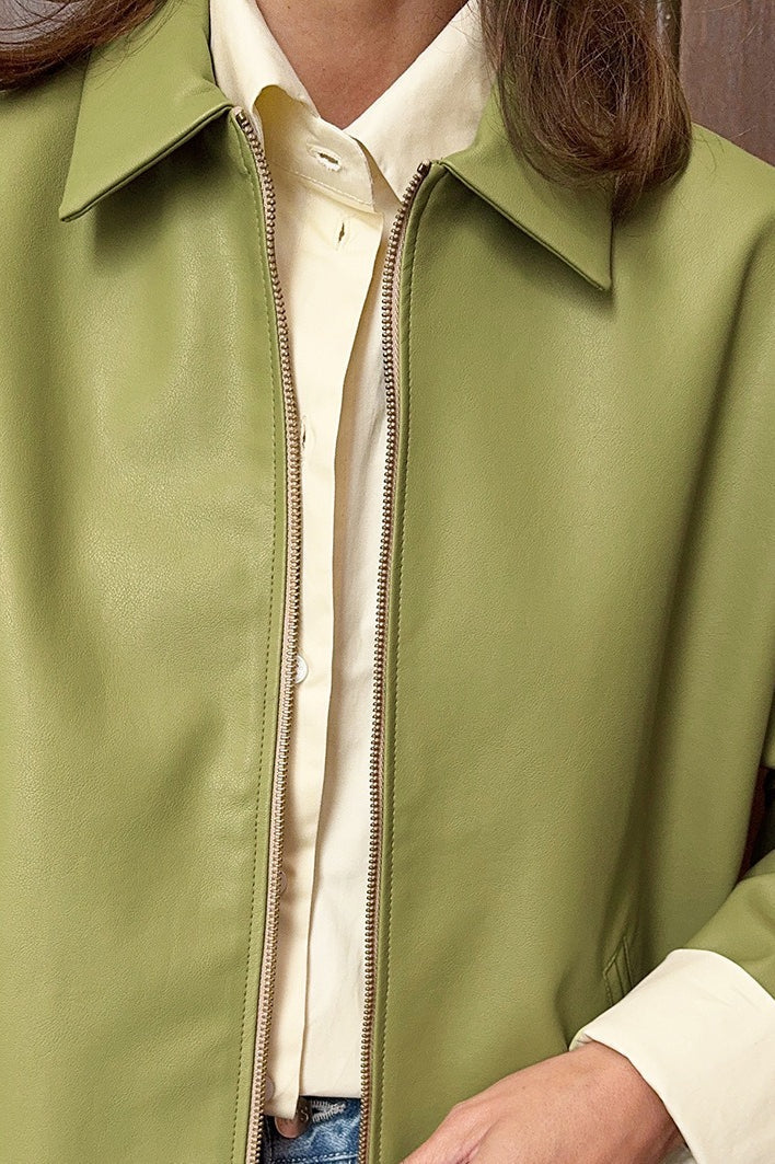 Lune London | Tailored green leather pilot jacket