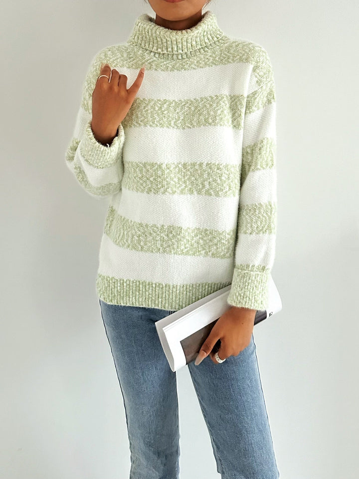 Lune London | Knit Sweater with Turtleneck Acrylic Blend Striped Pattern