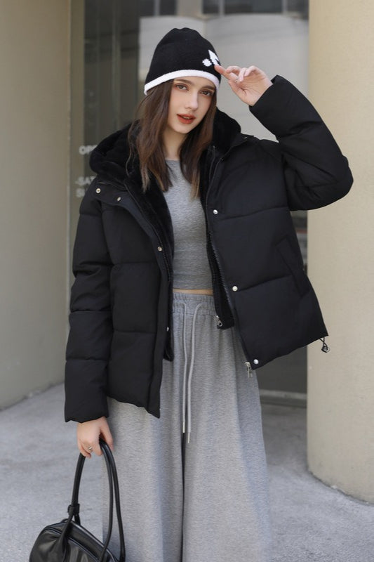 Lune London | Fur panel cropped puffer jacket