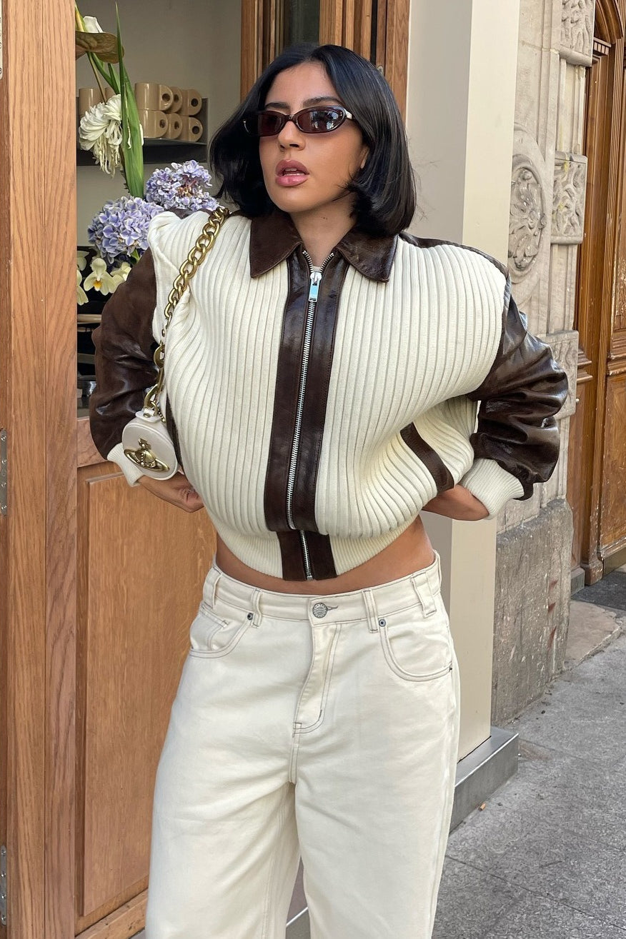 Lune London | Sleeve Knit and Leather Jacket