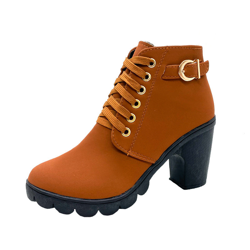 Lune London | Bottines à talon bloc - Doublées chaud - Semelle antidérapante - Détails dorés