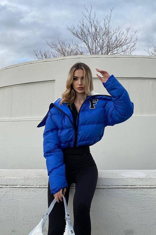 Lune London | Fleece Patchwork Faux Fur Collar Puffer Jacket