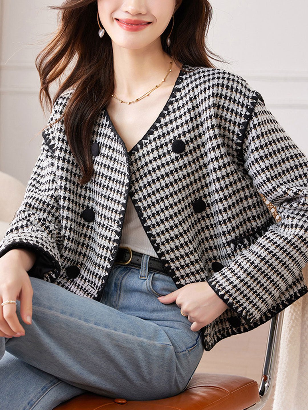 Lune London | Classic Round Neck Tweed Jacket
