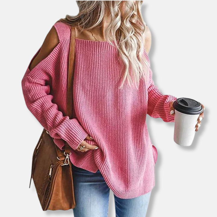 Lune London | Sweatshirt - Open Shoulder Knit - Loose Fit - Structured Fabric