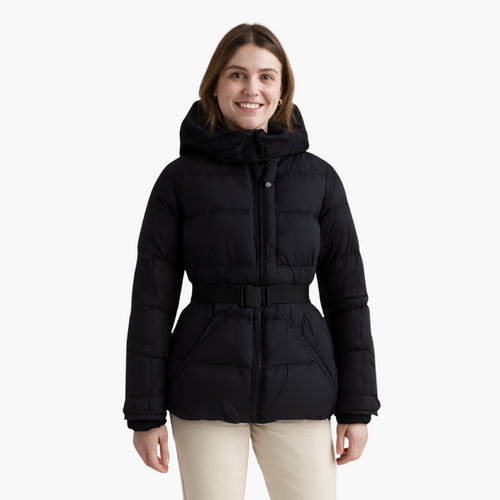 Lune London | Quilted jacket with belt and hood - Elegant winter jacket, water-repellent for daily and outdoor activities