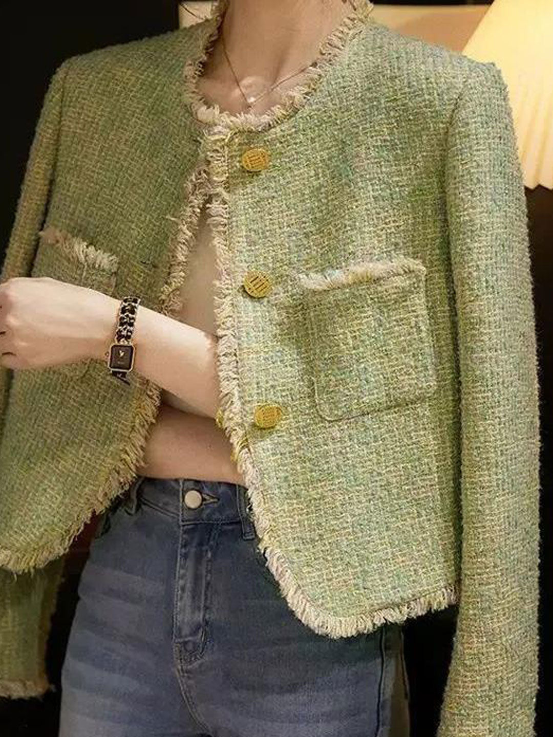 Lune London | Elegant Round Neck Tweed Jacket