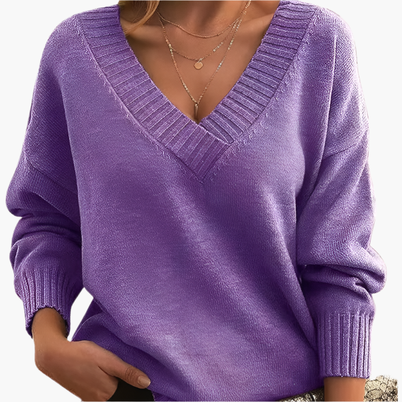 Lune London | V neck sweater - Elegant knit sweater in an oversized style for everyday and office use