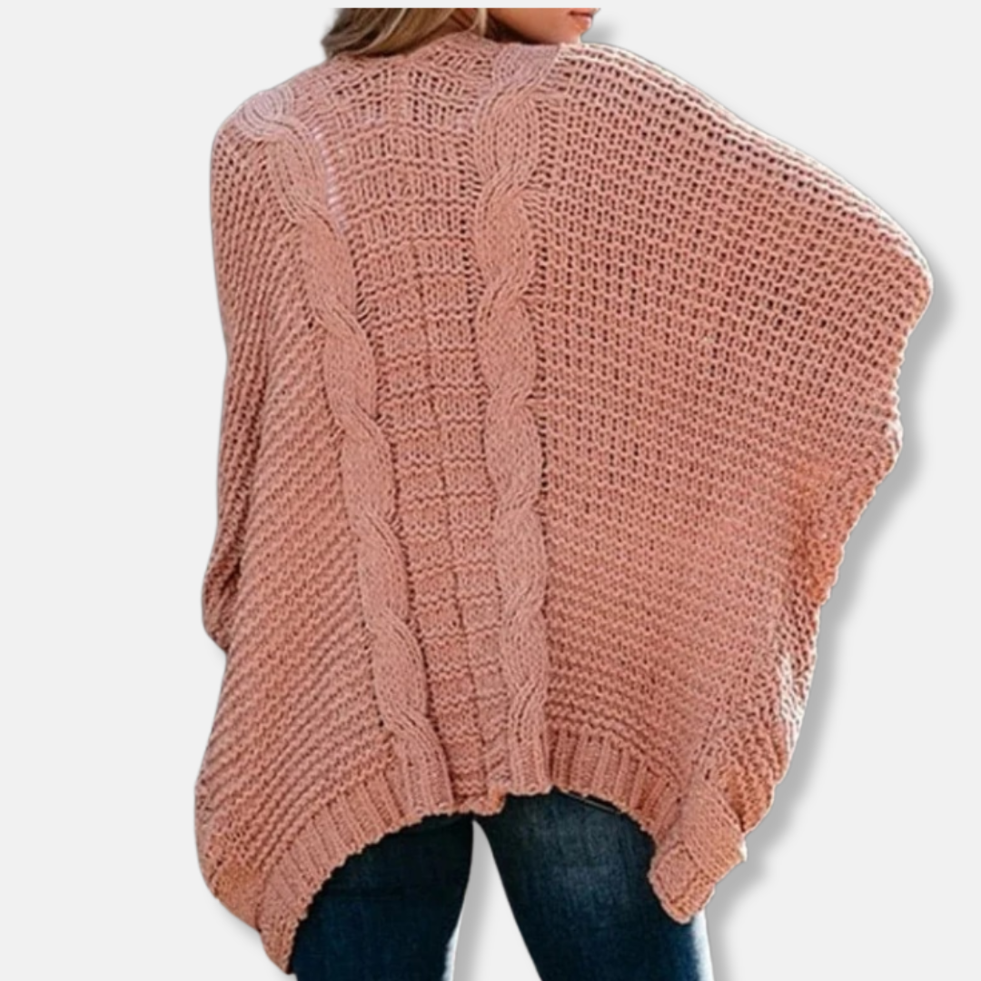 Lune London | Wool Oversized Cardigan - Ribbed Open Front Pocket Cardigan