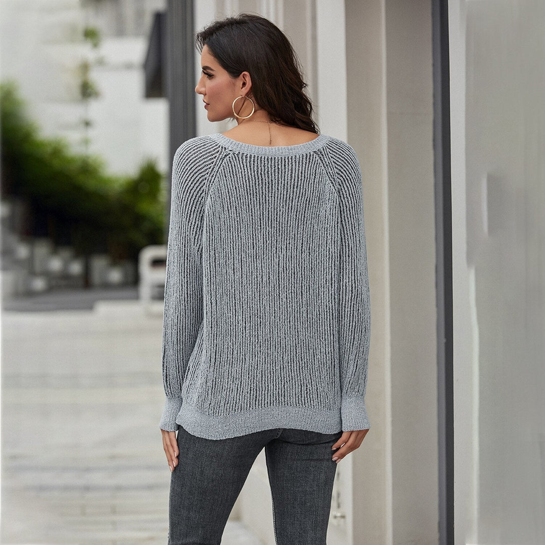 Lune London | Knit sweater - Loose fit - V-neck - Ribbed texture - Long sleeves
