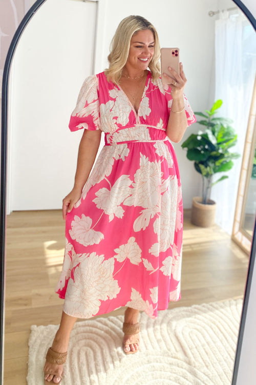 Lune London | Real Love Print Puff Sleeve Maxi Dress