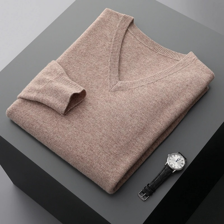 Chic Und Stil | Cashmere Sweater Men V-Neck Soft Cashmere Knit Material