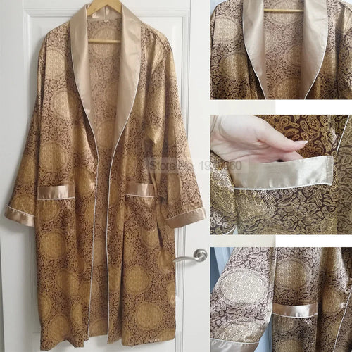 Lune London | Gold Print Luxury Satin Bathrobe