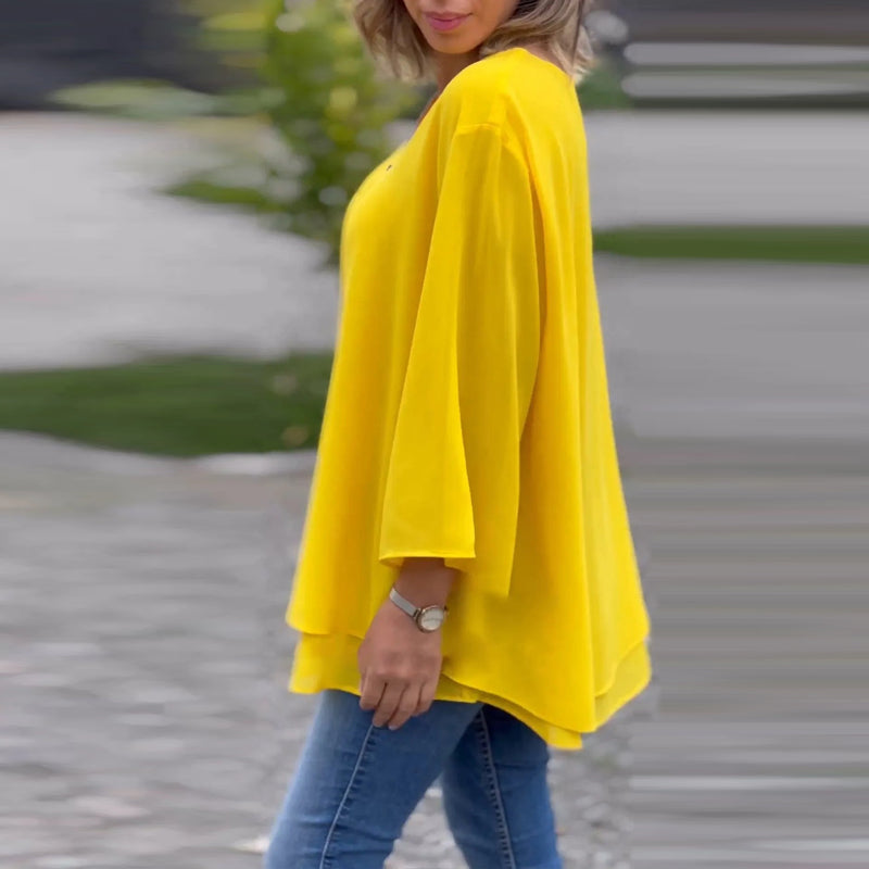 Lune London | Chiffon Zipper Top with V-Neck
