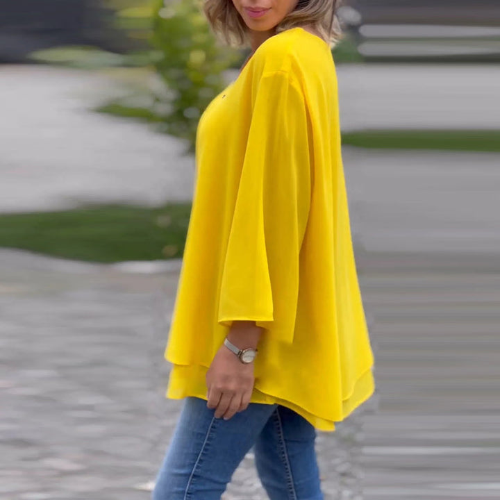 Lune London | Chiffon Zipper Top with V-Neck