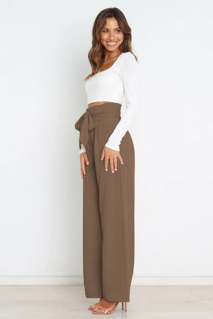 Lune London | High Waist Paperbag Pants with Bow Detail