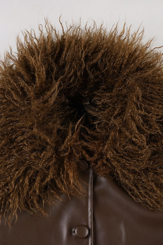 Lune London | Collar leather putty jacket