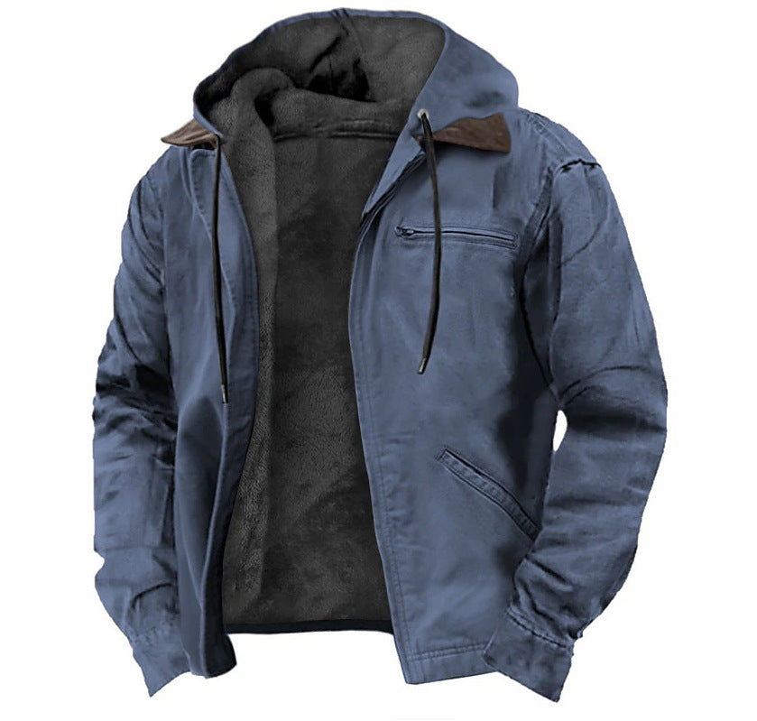 Chic Und Stil | Men's Jacket with Hood Zip Closure and Soft Fleece Lining