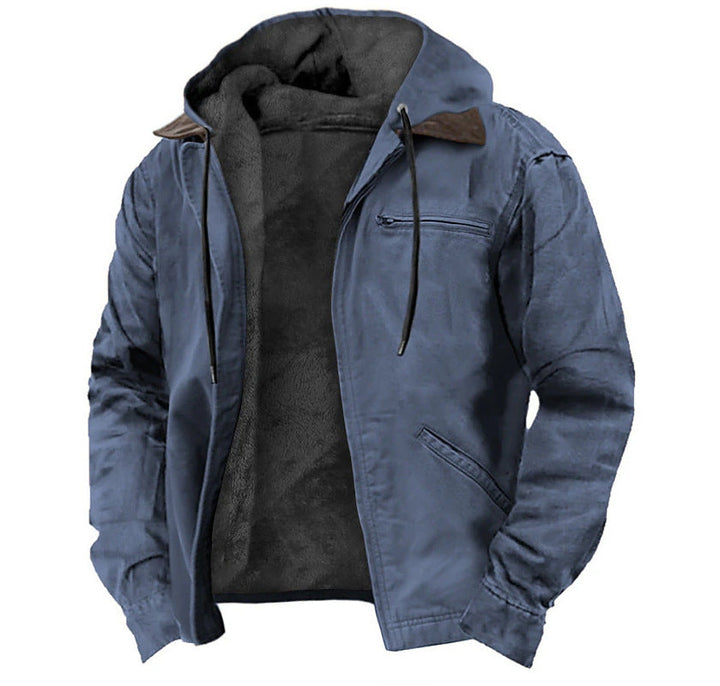 Chic Und Stil | Men's Jacket with Hood Zip Closure and Soft Fleece Lining