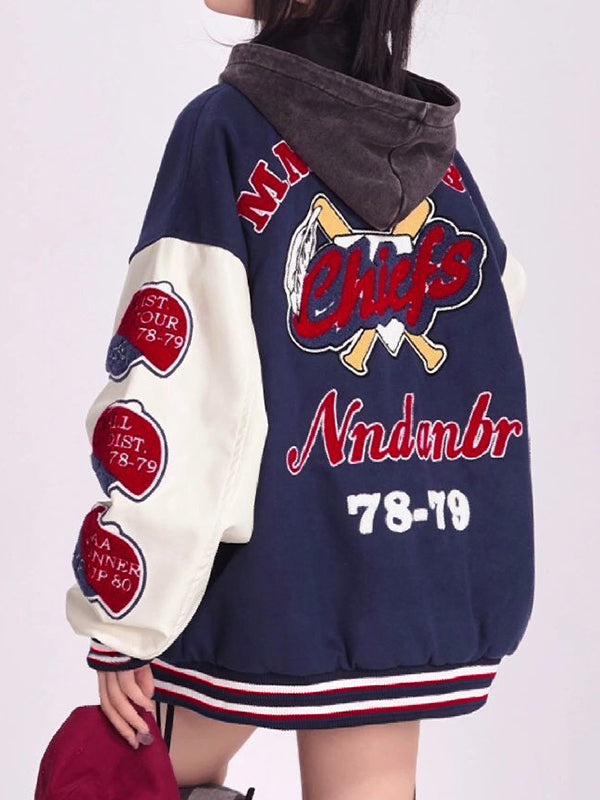 Lune London | Blue College Varsity Jacket with Flock Print