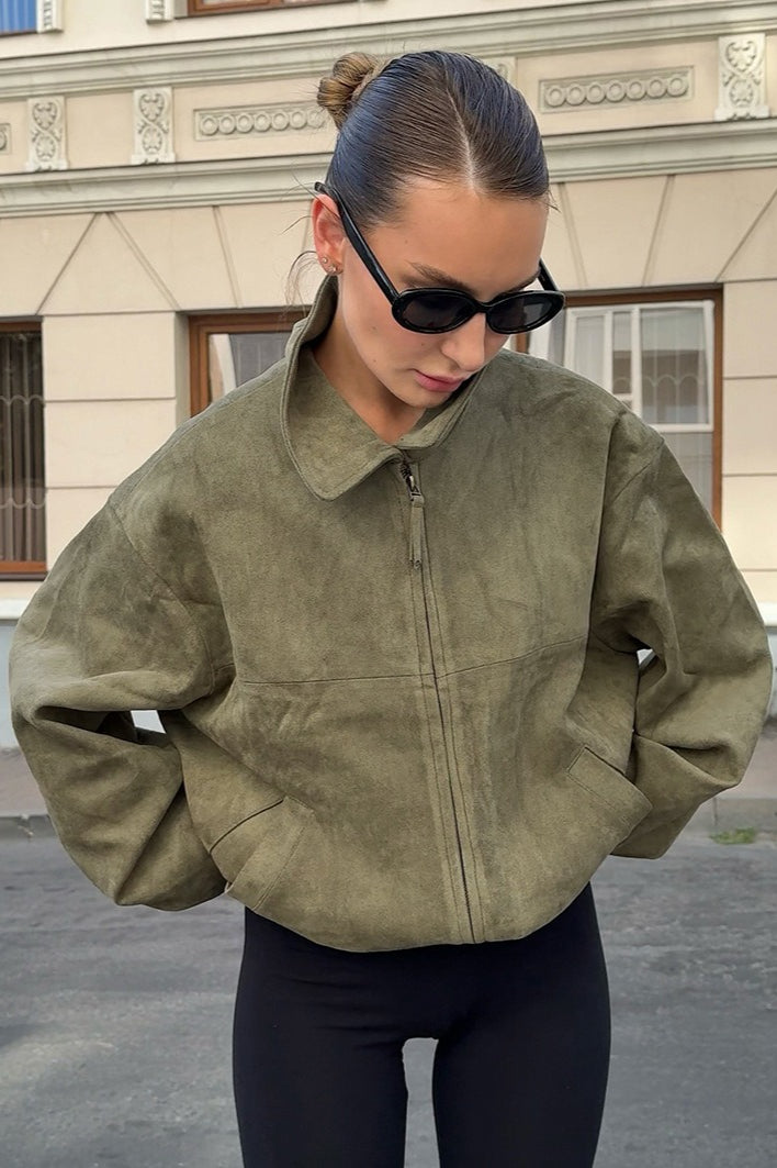 Lune London | Green Suede Collar Jacket
