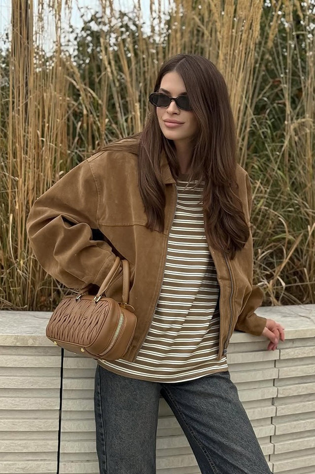 Lune London | Suede Zipper Front Relaxed Jacket