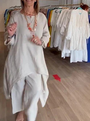 Lune London | Solid Color Leisure Suit Made of Linen for Women