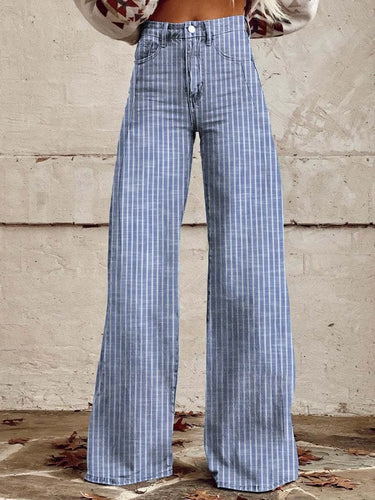 Lune London | Pantalon à rayures classique à jambes larges