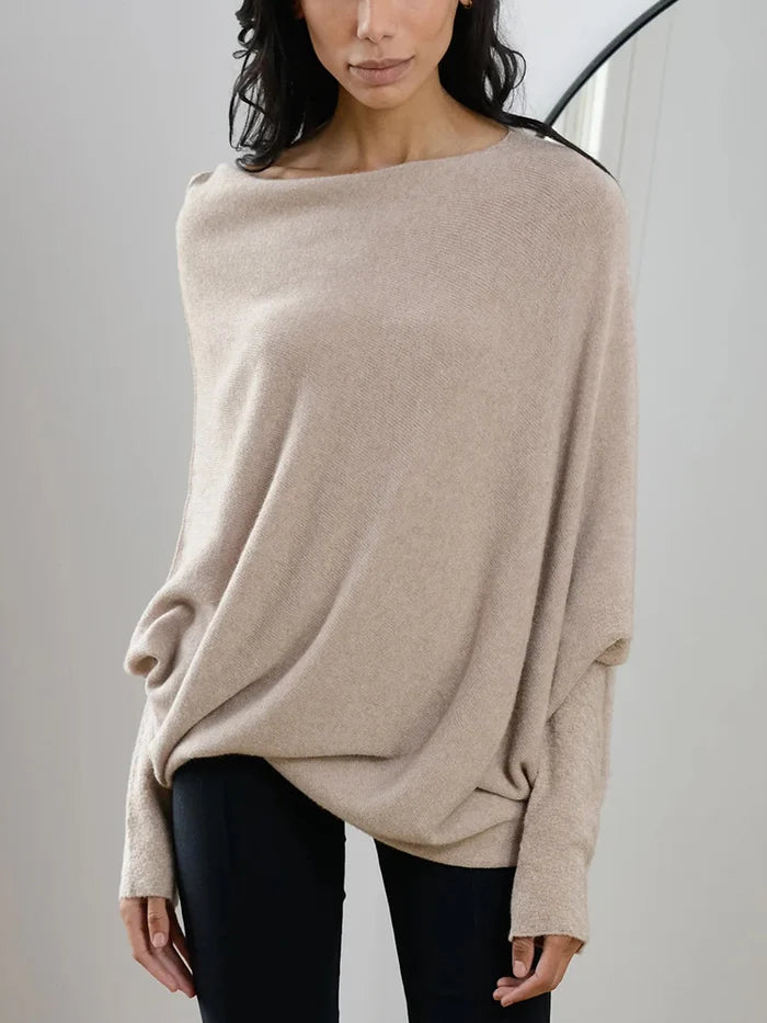 Asymmetrically draped sweater