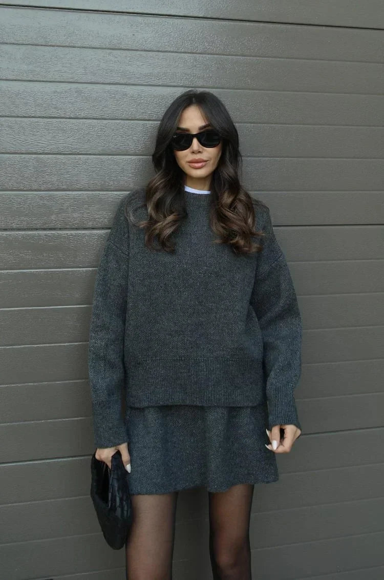 Lune London | Knitted Set - Oversized Sweater & Mini Skirt - Autumn Outfit