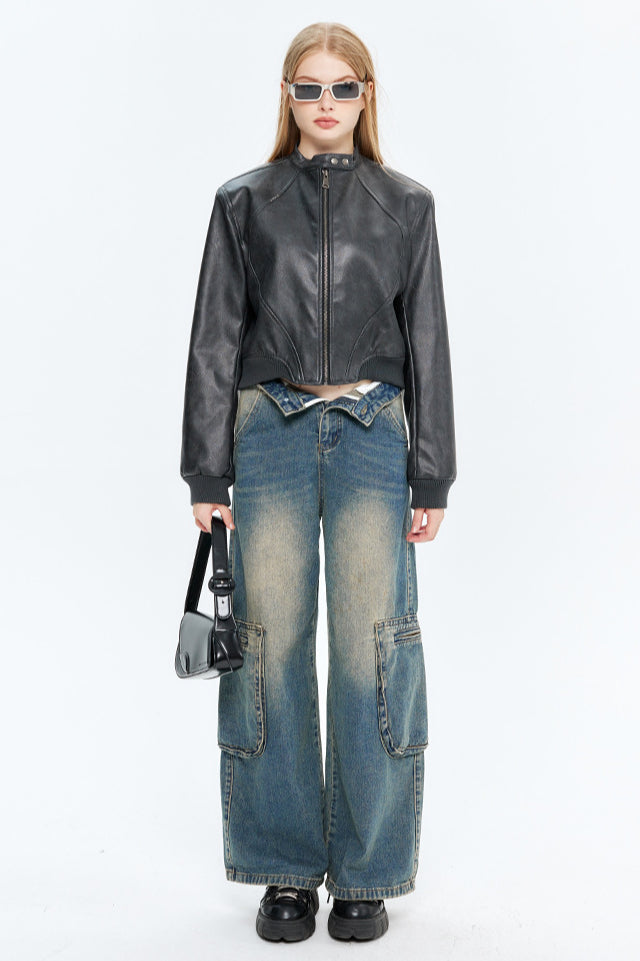 Lune London | Leather Zip-Up Bomber Jacket
