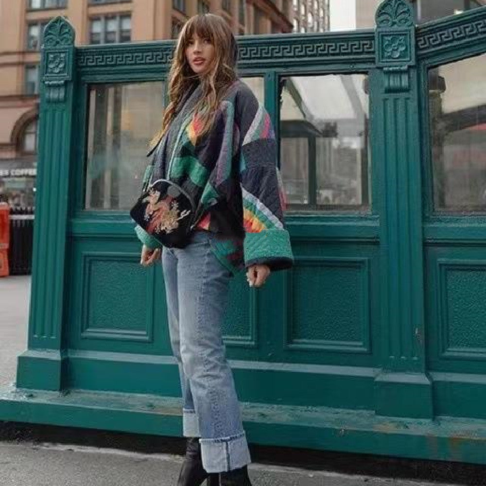 Lune London | Casual vintage printed floral cotton jacket for women