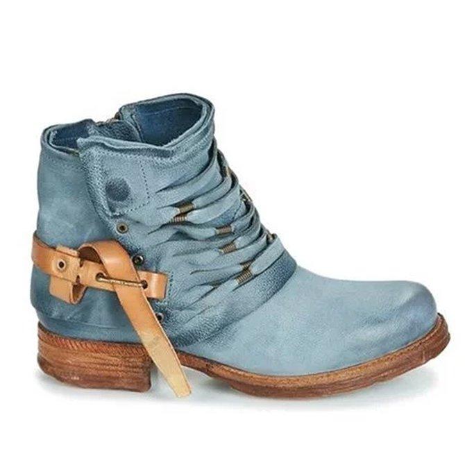 Lune London | Retro Ankle Boots with Block Heel and Zipper